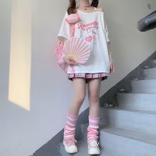 Foto 4 | Foto 4 | Camiseta Ceinom Para Mujer Con Hombros Descubiertos Harajuku Sweet Girl Blanca - Venta Internacional.