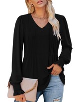 Top Tipo Túnica Roselinlin Con Estampado Floral Y Cuello En V De Manga Larga Para Mujer - Venta Internacional.