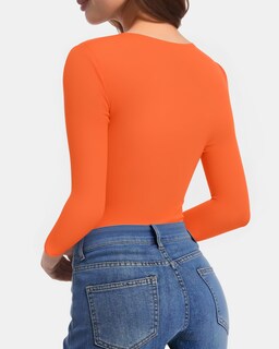 Foto 3 | Foto 3 | Camisa De Manga Larga Clozoz Para Mujer Camiseta Básica Ajustada Con Cuello En V - Venta Internacional.