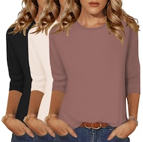 Camisas Zeagoo De Manga 3/4 Para Mujer Blusas De Verano Talla Grande X3 - Venta Internacional.