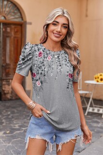 Foto 4 | Foto 4 | Blusa Zeagoo De Verano Con Estampado Floral Bohemio De Manga Corta Para Mujer - Venta Internacional.