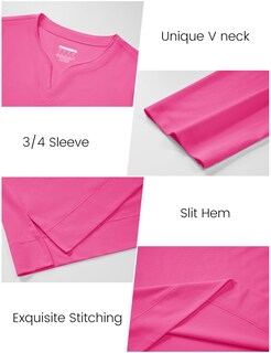 Foto 4 | Foto 4 | Camiseta Tipo Túnica Yucolen Para Mujer Manga 3/4 Cuello En V Algodón Rosado 2xl - Venta Internacional.