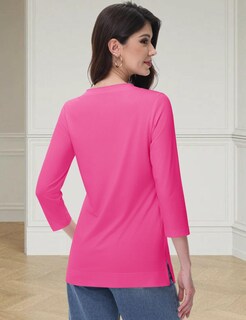Foto 5 | Foto 5 | Camiseta Tipo Túnica Yucolen Para Mujer Manga 3/4 Cuello En V Algodón Rosado 2xl - Venta Internacional.