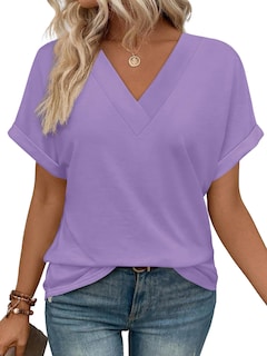 Foto 1 | Foto 1 | Camisetas Wiholl Verano 2025 Manga Corta Cuello En V Color Morado Claro - Venta Internacional.