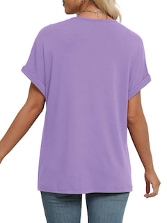 Foto 5 | Foto 5 | Camisetas Wiholl Verano 2025 Manga Corta Cuello En V Color Morado Claro - Venta Internacional.