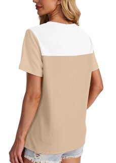 Foto 2 | Foto 2 | Camiseta Wiholl 2025 De Punto Gofrado Con Cuello De Barco Para Mujer Color Blanco Y Caqui - Venta Internacional.