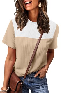 Foto 3 | Foto 3 | Camiseta Wiholl 2025 De Punto Gofrado Con Cuello De Barco Para Mujer Color Blanco Y Caqui - Venta Internacional.