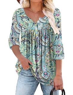 Foto 1 | Foto 1 | Blusa Tipo Túnica Roselinlin Para Mujer Manga Larga Holgada Azul Xxl - Venta Internacional.