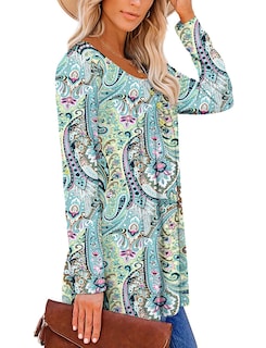 Foto 3 | Foto 3 | Blusa Tipo Túnica Roselinlin Para Mujer Manga Larga Holgada Azul Xxl - Venta Internacional.