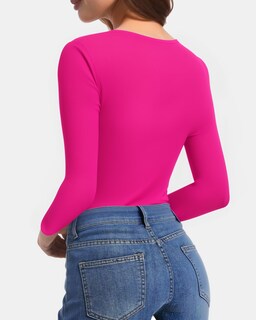 Foto 3 | Foto 3 | Camisa De Manga Larga Clozoz Para Mujer Camiseta Básica Ajustada Con Cuello En V - Venta Internacional.