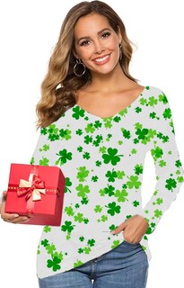 Foto 4 | Foto 4 | Camiseta Aceshion Clover Para Mujer Día De San Patricio Día De San Patricio - Venta Internacional.