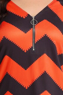 Foto 5 | Foto 5 | Camiseta Ritera Para Mujer Talla Grande Cuello En V Media Cremallera Naranja 2xl - Venta Internacional.