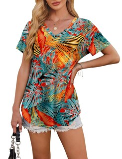 Foto 4 | Foto 4 | Camiseta Ofeefan Beach Vacation Para Mujer Con Cuello En V Y Manga Corta - Venta Internacional.