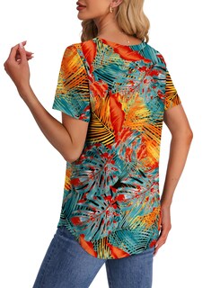 Foto 5 | Foto 5 | Camiseta Ofeefan Beach Vacation Para Mujer Con Cuello En V Y Manga Corta - Venta Internacional.