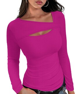 Foto 1 | Foto 1 | Top Xieerduo Casual Ajustado De Punto Acanalado Morado Y Rojo Para Mujer - Venta Internacional.