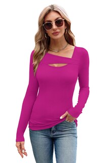 Foto 2 | Foto 2 | Top Xieerduo Casual Ajustado De Punto Acanalado Morado Y Rojo Para Mujer - Venta Internacional.