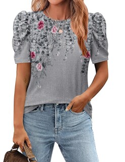 Foto 1 | Foto 1 | Blusa Zeagoo De Manga Abullonada Con Estampado Floral Bohemio Para Mujer De Verano - Venta Internacional.