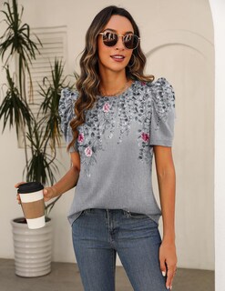 Foto 2 | Foto 2 | Blusa Zeagoo De Manga Abullonada Con Estampado Floral Bohemio Para Mujer De Verano - Venta Internacional.