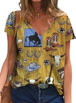 Camiseta Teslawi Para Mujer  Estilo Western Azteca  Vintage  Cuello En V  Xxl - Venta Internacional.