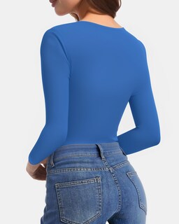 Foto 3 | Foto 3 | Camisa De Manga Larga Clozoz Para Mujer Camiseta Básica Ajustada Con Cuello En V - Venta Internacional.