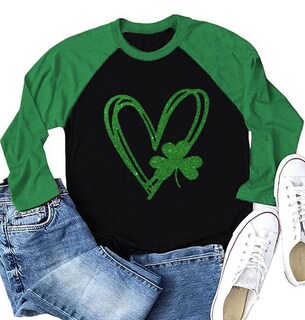 Foto 1 | Foto 1 | Camisa Raglán Ovazly De Manga Larga Para El Día De San Patricio Para Mujer - Venta Internacional.