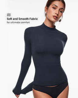 Foto 2 | Foto 2 | Top Inlyric De Manga Larga Con Cuello Alto Suave E Invisible Para Mujer - Venta Internacional.