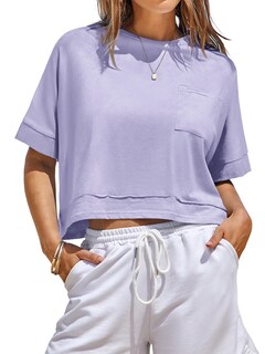 Foto 1 | Foto 1 | Top Corto Fisoew De Manga Corta De Entrenamiento Para Mujer Con Bolsillos - Venta Internacional.