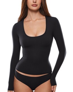 Foto 1 | Foto 1 | Camiseta Inlyric Inbarely Soft Con Cuello En U Profundo Y Manga Larga Para Mujer - Venta Internacional.
