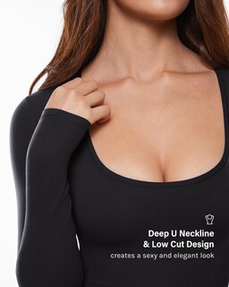 Foto 3 | Foto 3 | Camiseta Inlyric Inbarely Soft Con Cuello En U Profundo Y Manga Larga Para Mujer - Venta Internacional.