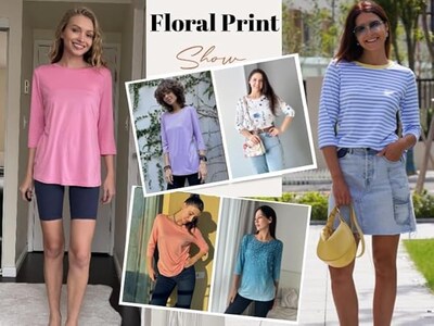 Foto 4 | Foto 4 | Camiseta Zeagoo Blusa A Rayas Con Cuello Redondo Y Manga 3/4 Para Mujer - Venta Internacional.