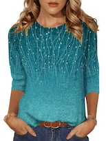 Camiseta De Manga 3/4 Con Estampado De Hojas De Zeagoo Para Mujer - Venta Internacional.