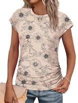 Trajes De Verano Camisa De Manga Corta Elegante Floral Para Mujer Talla S - Venta Internacional.