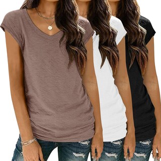 Foto 1 | Foto 1 | Tops Zeagoo 2025 Para Mujer  Paquete De 3 Camisetas Con Manga Corta Y Cuello En V - Venta Internacional.