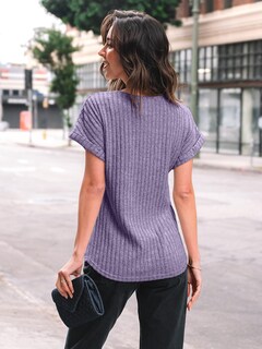 Foto 4 | Foto 4 | Camisa Automet Suéter De Verano Manga Corta Túnica Color Morado L Mujer - Venta Internacional.