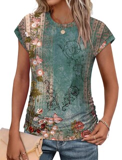 Foto 1 | Foto 1 | Camiseta Sampeel Blusa De Trabajo De Verano Con Estampado Floral Para Mujer Talla S - Venta Internacional.