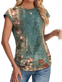 Foto 3 | Foto 3 | Camiseta Sampeel Blusa De Trabajo De Verano Con Estampado Floral Para Mujer Talla S - Venta Internacional.