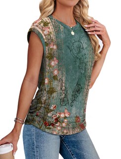 Foto 4 | Foto 4 | Camiseta Sampeel Blusa De Trabajo De Verano Con Estampado Floral Para Mujer Talla S - Venta Internacional.