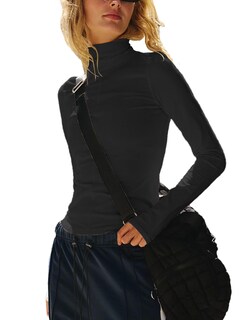 Foto 1 | Foto 1 | Camisa Tiko Miko Para Mujer Manga Larga Cuello Alto Color Negro - Venta Internacional.