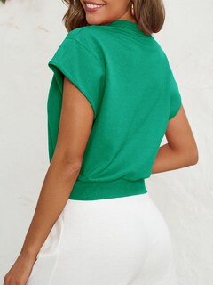 Foto 5 | Foto 5 | Top Corto Fisoew Para Mujer Verano Cuello En V Manga Corta Verde - Venta Internacional.