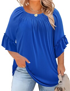 Foto 1 | Foto 1 | Top Micoson De Talla Grande Para Mujer Elegante Con Volantes Manga Corta - Venta Internacional.