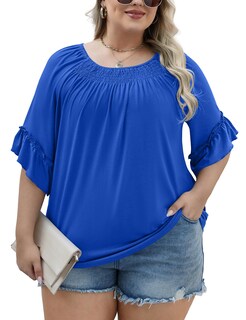 Foto 3 | Foto 3 | Top Micoson De Talla Grande Para Mujer Elegante Con Volantes Manga Corta - Venta Internacional.
