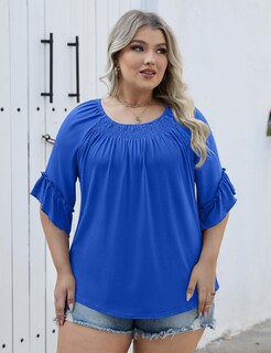 Foto 5 | Foto 5 | Top Micoson De Talla Grande Para Mujer Elegante Con Volantes Manga Corta - Venta Internacional.
