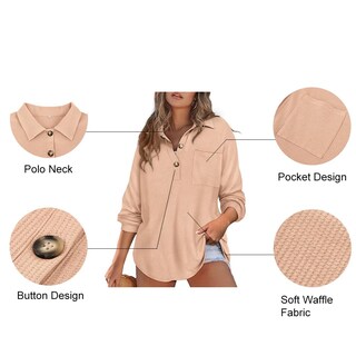 Foto 5 | Foto 5 | Top Ritera De Punto Gofrado Con Cuello En V Y Botones Henley Talla Grande - Venta Internacional.