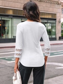 Foto 4 | Foto 4 | Blusa Automet Para Mujer Cuello Redondo Manga 3/4 Encaje Color Blanco Xl - Venta Internacional.