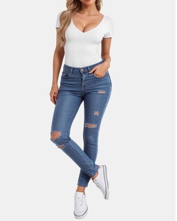 Foto 4 | Foto 4 | Tops Clozoz De Manga Corta Y Manga Larga Con Cuello En V Para Mujer - Venta Internacional.