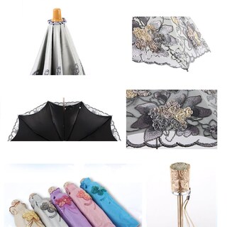Foto 6 | Foto 6 | Sombrilla Umbrella Honeystore Con Encaje Para Bodas Y Rayos Uv 1812 Color Azul - Venta Internacional.