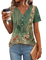 Top Tipo Túnica Zeagoo Para Mujer Con Cuello En V Y Manga Corta Con Estampado Floral - Venta Internacional.