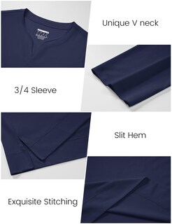 Foto 4 | Foto 4 | Tops Yucolen Para Mujer  Manga 3/4  Cuello En V  Azul Marino  Talla Xl - Venta Internacional.