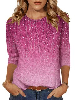 Foto 1 | Foto 1 | Camiseta Zeagoo Casual De Manga 3/4 Con Estampado De Hojas Para Mujer - Venta Internacional.