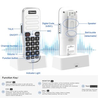 Foto 7 | Foto 7 | Sistema De Intercomunicación Inalámbrico Chtoocy Recargable Con Un Alcance De 5280 Pies (4) - Venta Internacional.